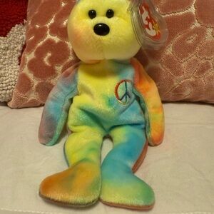 TY Multicolor Peace Bear Plush Toy